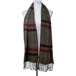 New Womens L'Accessorio Italiano Gray Multicolor Scarf with Fringe Made in Italy